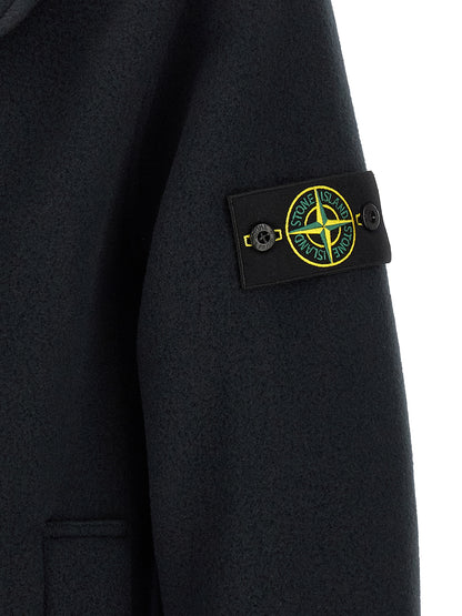 Stone Island Blue Cotton Coat