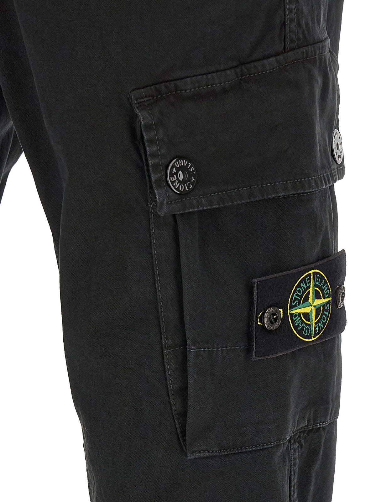 Stone Island Black Cotton Cargo Pants