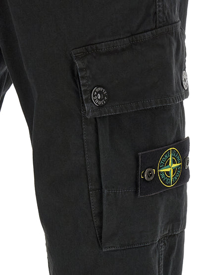 Stone Island Black Cotton Cargo Pants