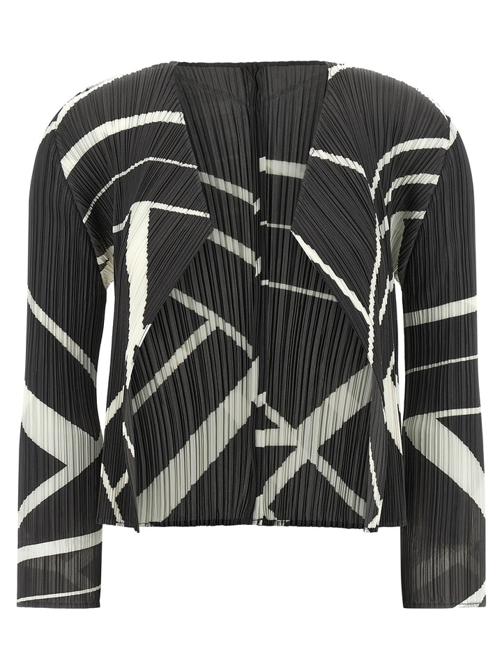 PLEATS PLEASE ISSEY MIYAKE Bicolor Polyester Cardigan