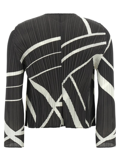 PLEATS PLEASE ISSEY MIYAKE Bicolor Polyester Cardigan