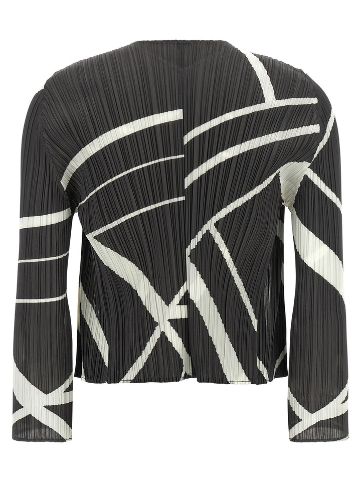 PLEATS PLEASE ISSEY MIYAKE Bicolor Polyester Cardigan