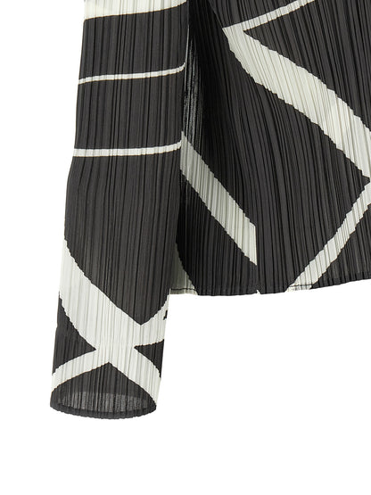 PLEATS PLEASE ISSEY MIYAKE Bicolor Polyester Cardigan