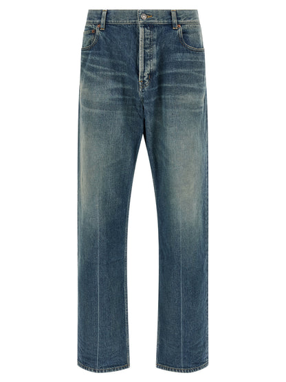 Saint Laurent Blue Cotton Tapered Jeans