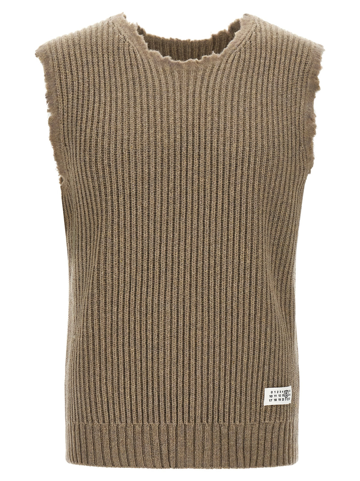 MM6 Maison Margiela Beige Wool Sleeveles Sweater