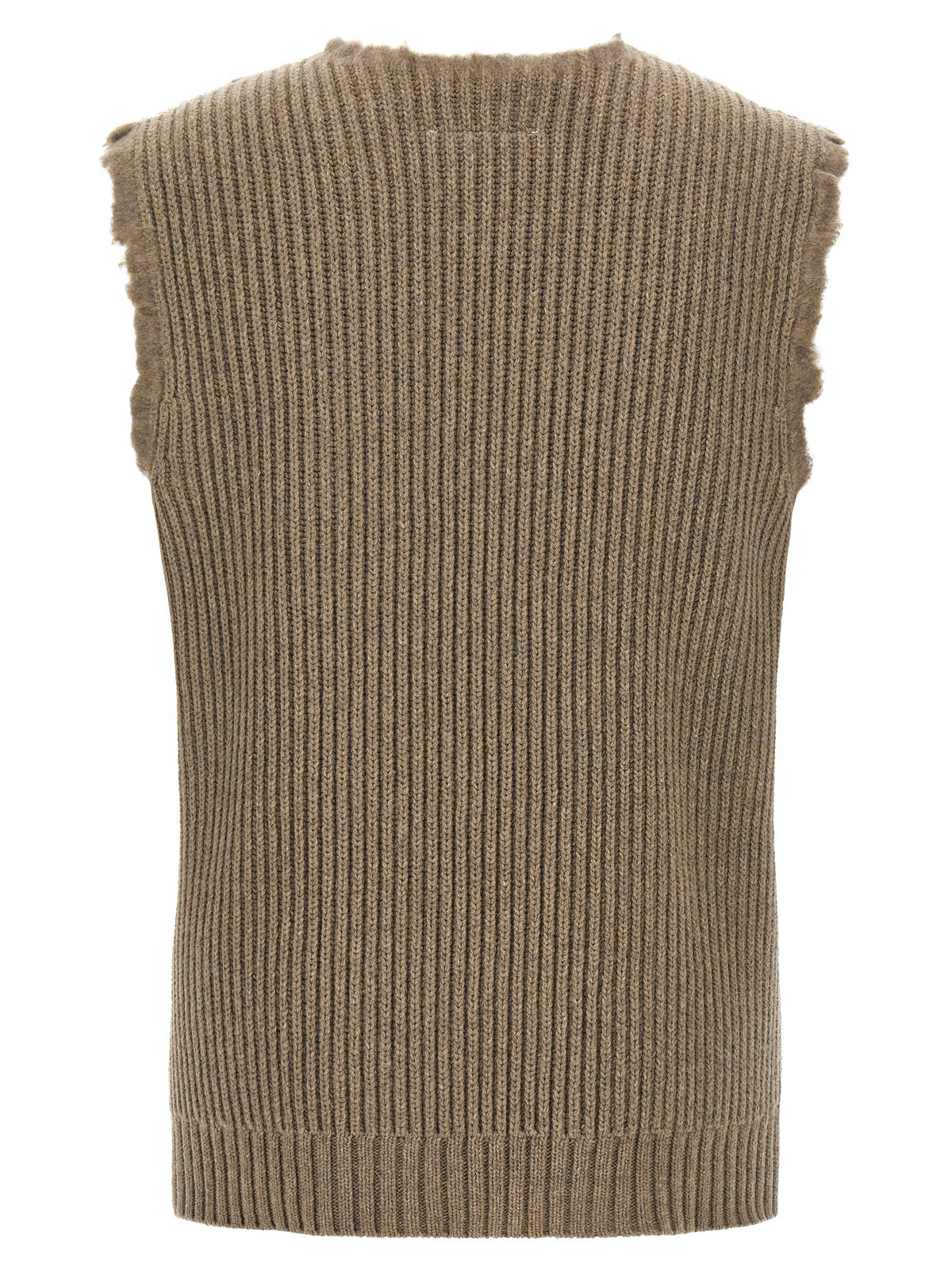 MM6 Maison Margiela Beige Wool Sleeveles Sweater