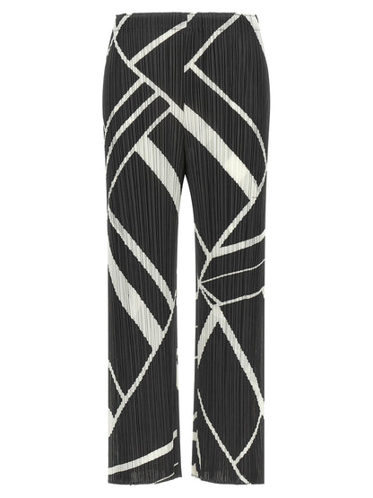 PLEATS PLEASE ISSEY MIYAKE Gray Polyester Casual Pants
