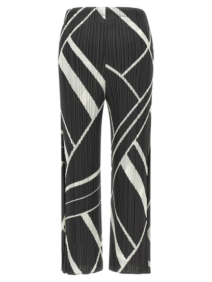 PLEATS PLEASE ISSEY MIYAKE Gray Polyester Casual Pants