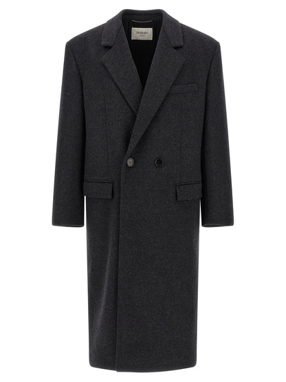 Saint Laurent Gray Wool Coat