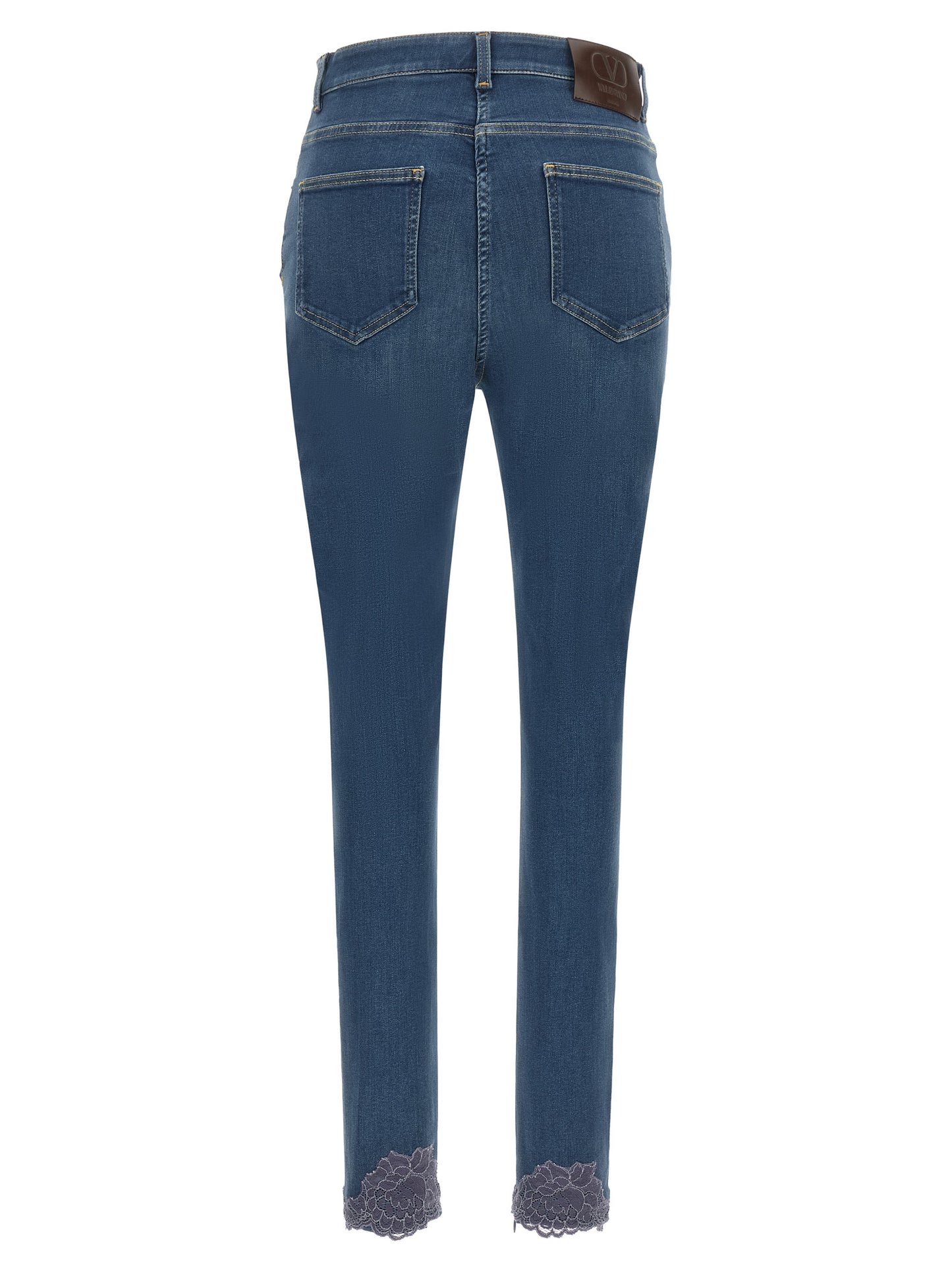 Valentino Garavani Blue Lamb Fur High-Waisted Jean