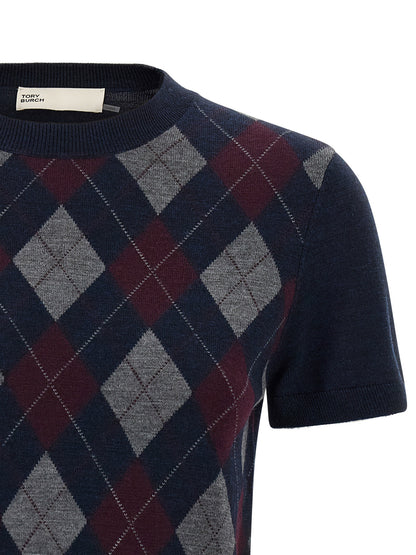 Tory Burch Blue Wool Cardigan