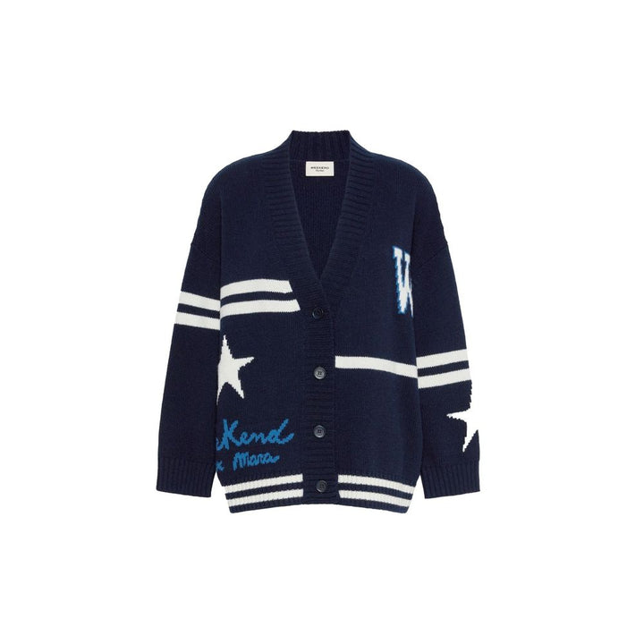 Max Mara Blue Virgin Wool Cardigan