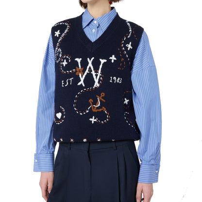 Max Mara Blue Virgin Wool Waistcoat