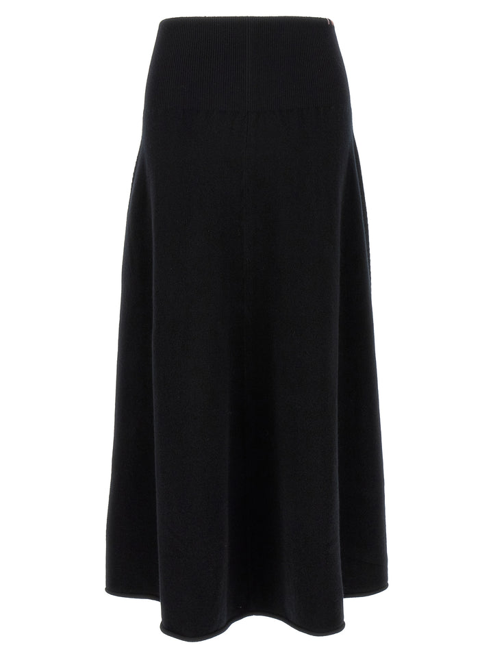 Extreme Cashmere Black Cashmere Midi Skirt