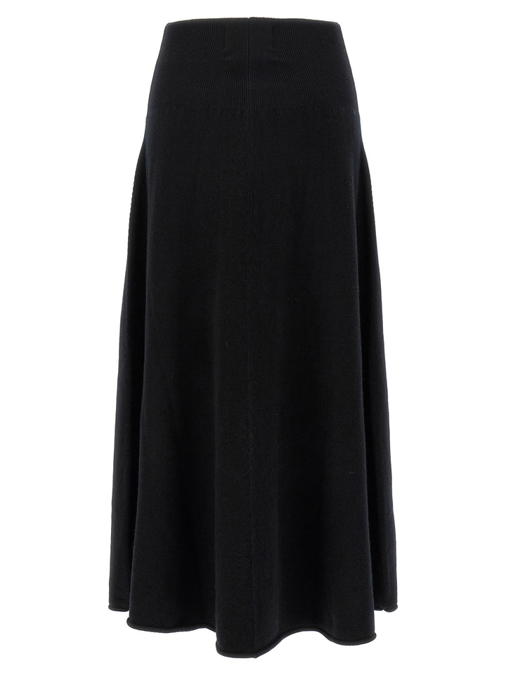 Extreme Cashmere Black Cashmere Midi Skirt