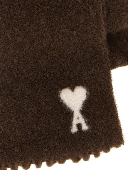Ami Paris Brown Alpaca Leather Foulard