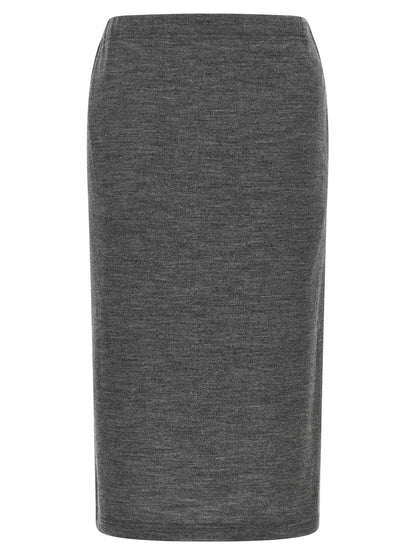 Junya Watanabe Gray Wool Midi Skirt