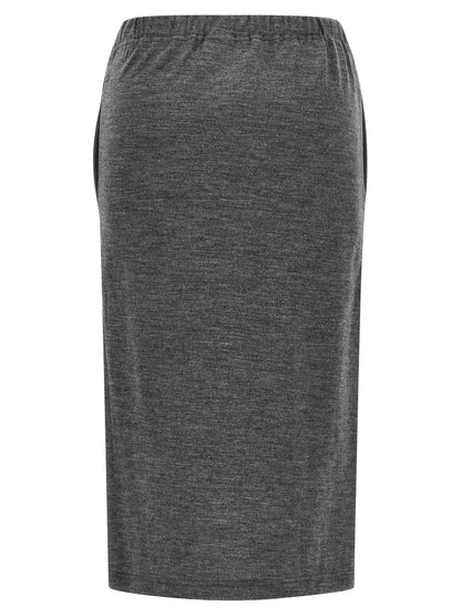 Junya Watanabe Gray Wool Midi Skirt
