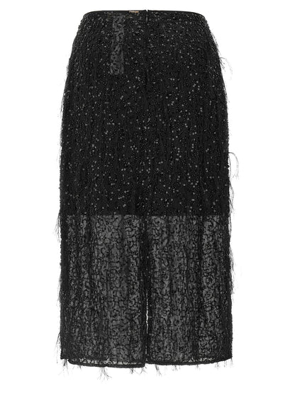 Twinset Black Polyester Midi Skirt
