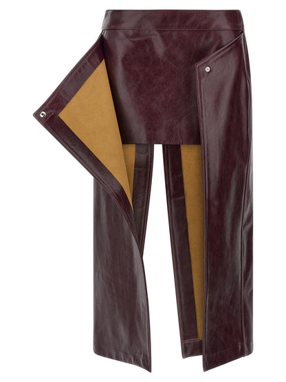 Armarium Bordeaux Cowhide Midi Skirt