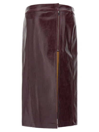 Armarium Bordeaux Cowhide Midi Skirt