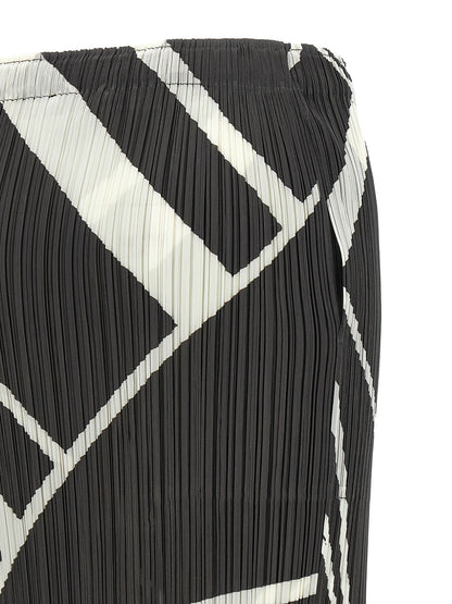PLEATS PLEASE ISSEY MIYAKE Gray Polyester Mini Skirt