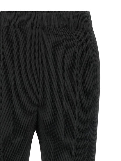 Issey Miyake Black Polyester Cropped Pants