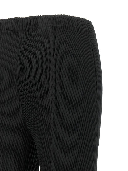 Issey Miyake Black Polyester Cropped Pants