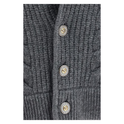 Versace Gray Wool Oves Aries Cardigan