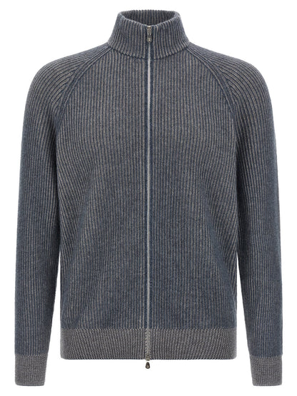 Brunello Cucinelli Blue Cashmere Cardigan