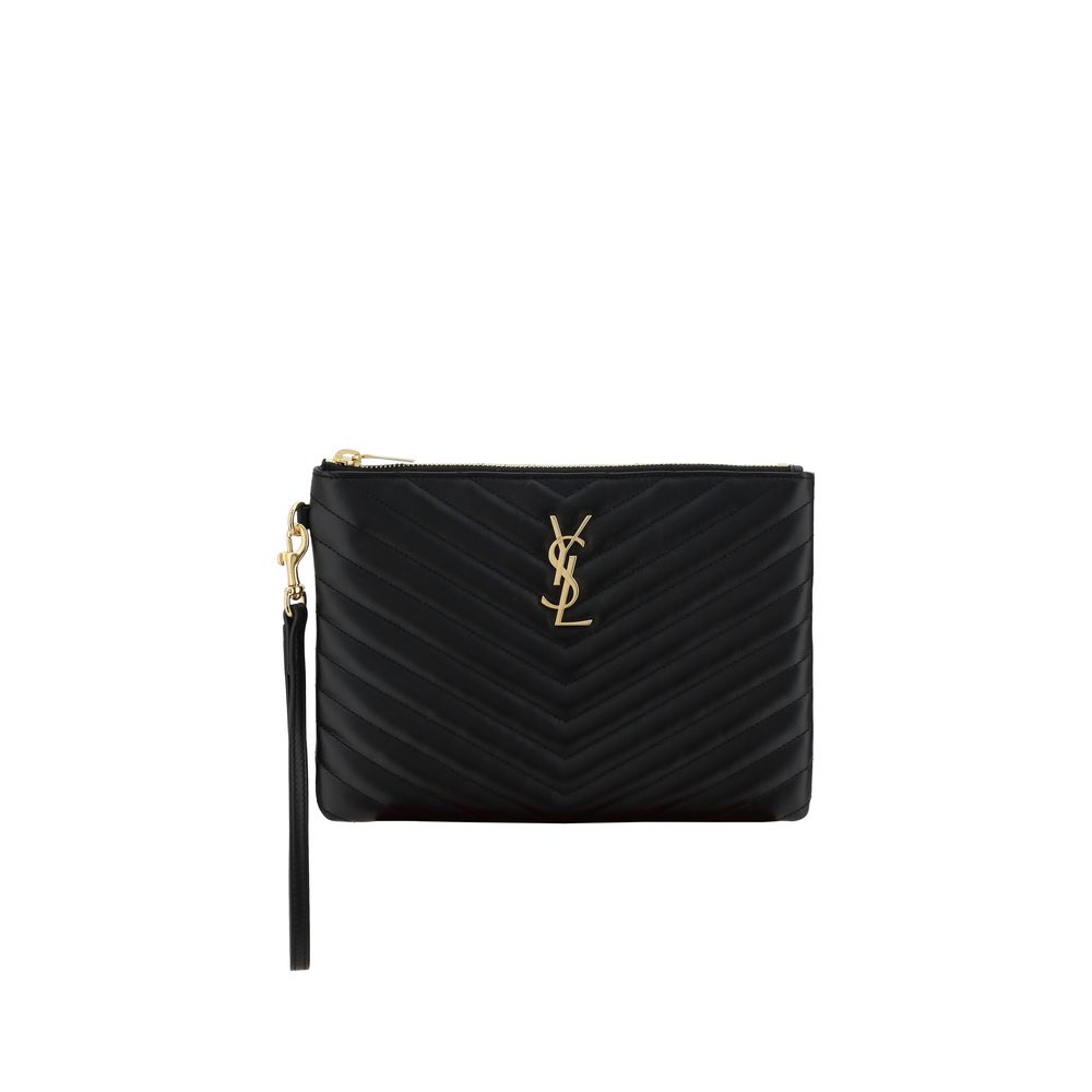 Saint Laurent Black Calf Leather Bos Taurus Clutch Bag