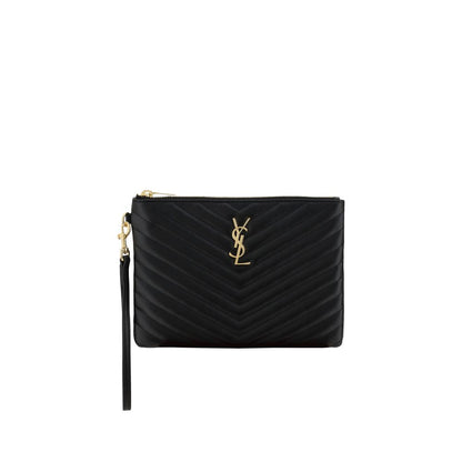 Saint Laurent Black Calf Leather Bos Taurus Clutch Bag