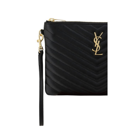 Saint Laurent Black Calf Leather Bos Taurus Clutch Bag