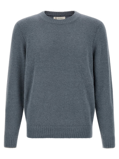 Brunello Cucinelli Blue Alpaca Leather Cardigan
