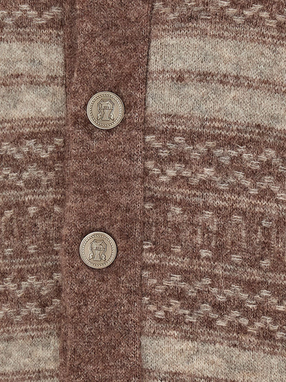 Brunello Cucinelli Brown Alpaca Leather Cardigan