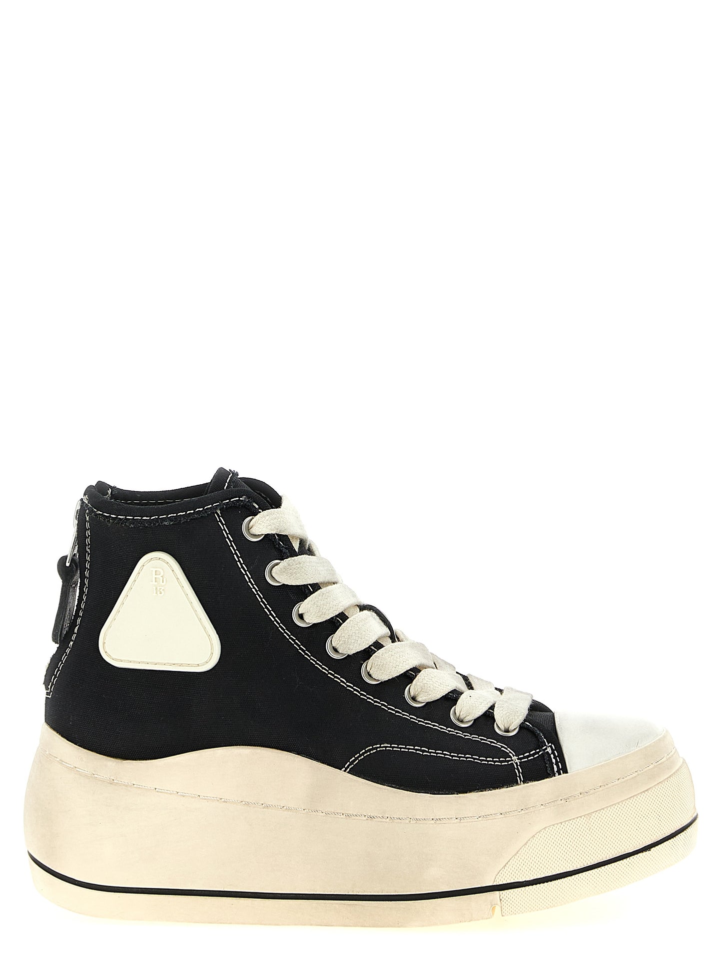R13 Black Cotton High Top Sneakers