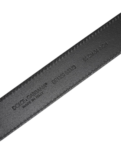 Dolce & Gabbana Black Grained Leather Gold Metal Buckle Belt