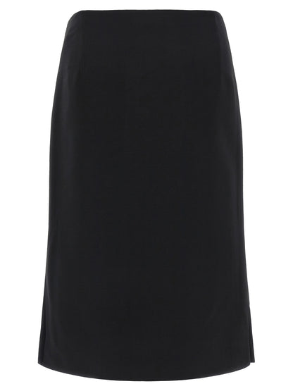 Fendi Black Wool Midi Skirt