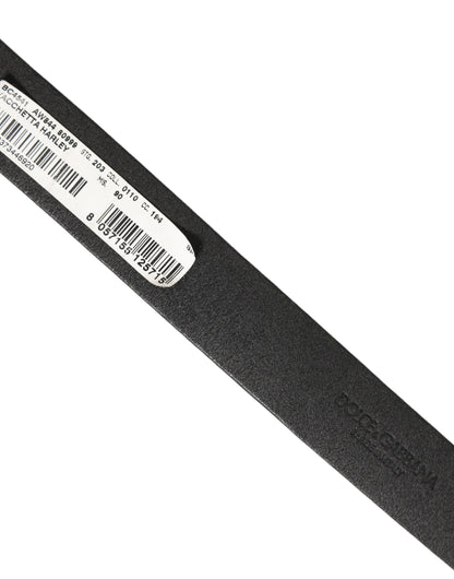Dolce & Gabbana Black Leather Antique Finish Buckle Belt