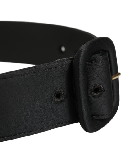 Dolce & Gabbana Black Wide Fabric Oval Buckle Cintura Belt
