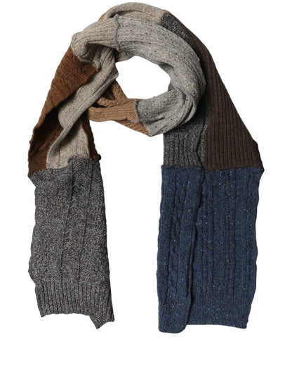 Dolce & Gabbana Multicolor Patchwork Wool Knit Shawl Scarf