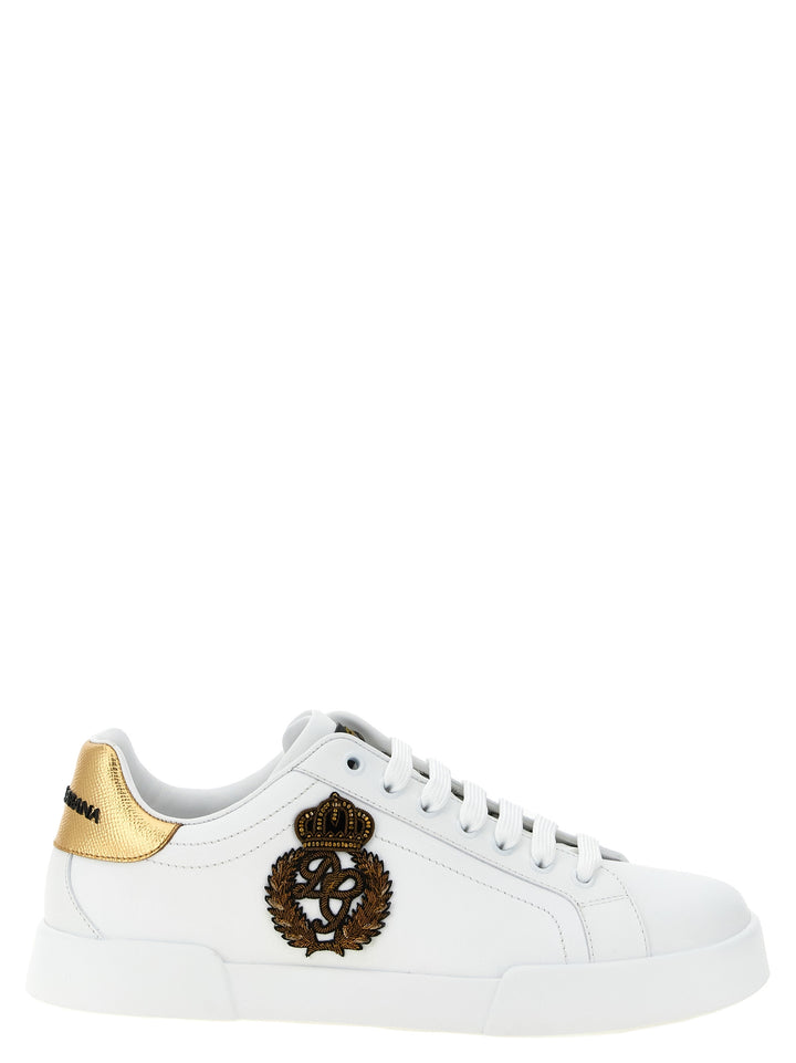 Dolce & Gabbana Gold Calfskin Low Top Sneakers