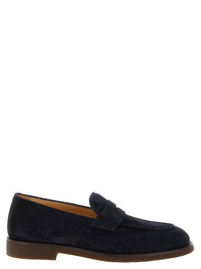 Brunello Cucinelli Blue Calfskin Slip-On Loafers