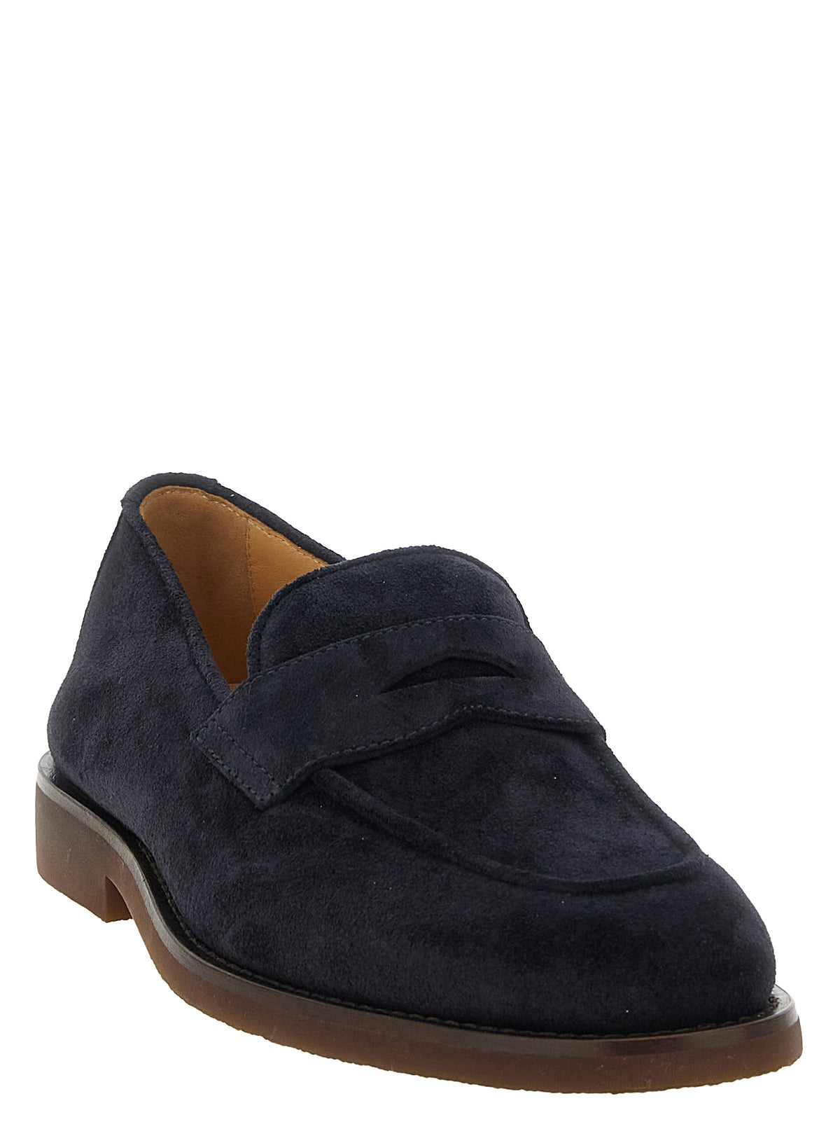 Brunello Cucinelli Blue Calfskin Slip-On Loafers