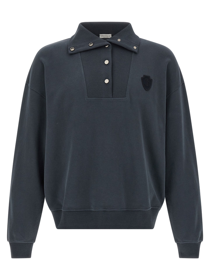 Brunello Cucinelli Blue Cotton Sweatshirt