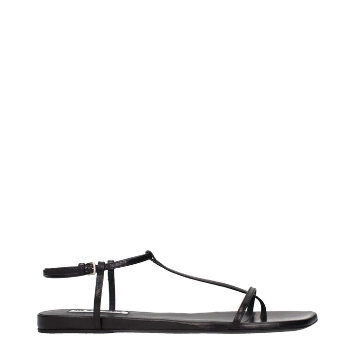 Jil Sander Black Leather Flip-Flop Sandals
