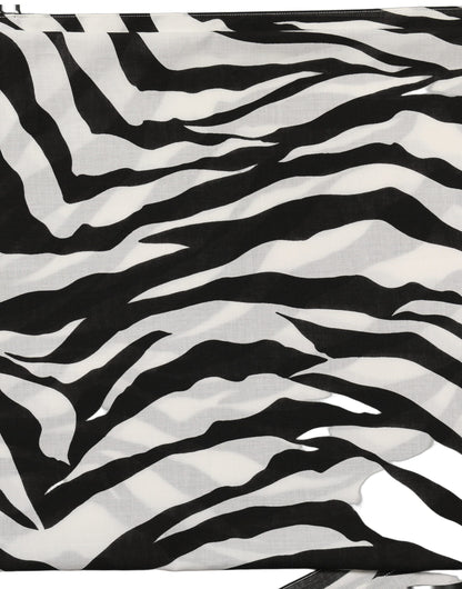 Dolce & Gabbana Black White Zebra Cotton Lace Stole Scarf
