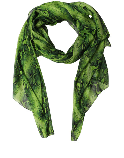 Dolce & Gabbana Green Black Printed Silk Sheer Stole Scarf