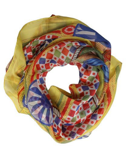 Dolce & Gabbana Multicolor Silk Carretto Foulard Scarf