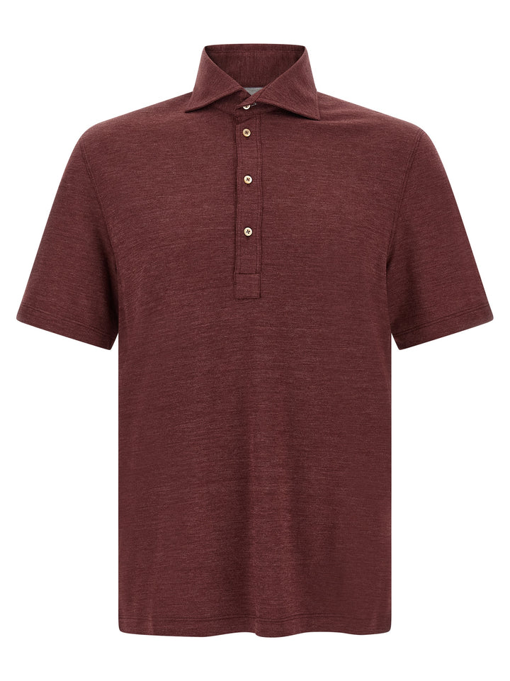 Brunello Cucinelli Bordeaux Virgin Wool Polo Shirt